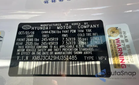 2017 Hyundai Tucson Limited из США, поврежденный, VIN KM8J3CA29HU351485